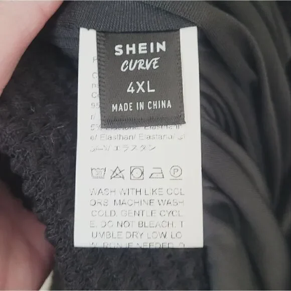 Shein Curve Black Pull On Waffle Shorts Size 4XL - Picture 3 of 7